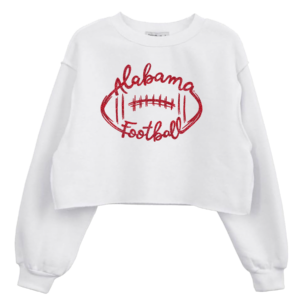 Sketchy Football Text Cropped Sweatshirt